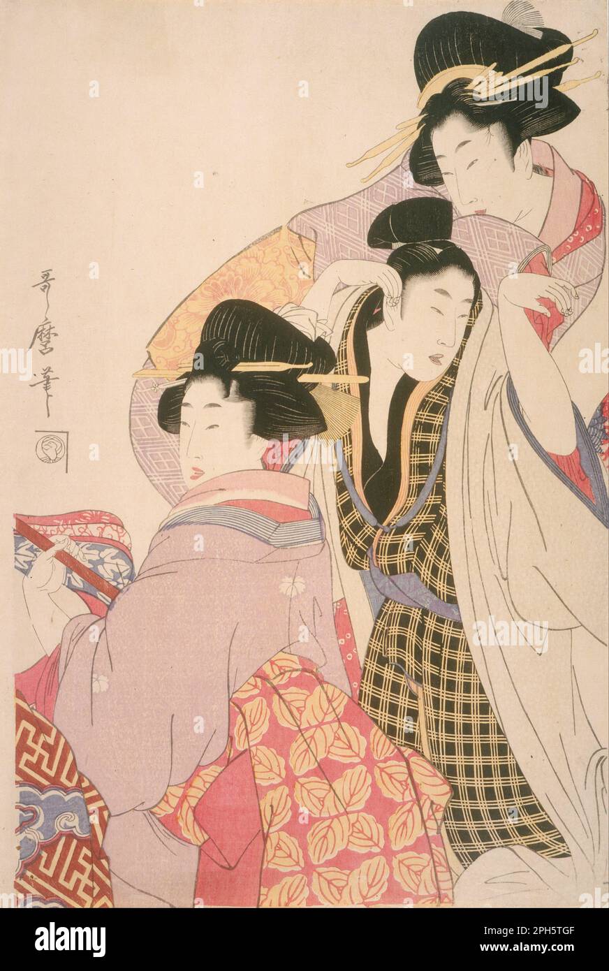 Two Geishas and a Tipsy Client c. 1805; Edo Period (16151868) by