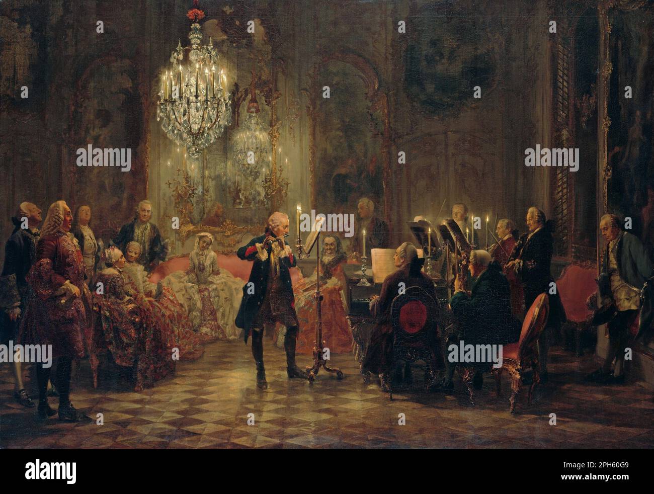 Frederick the Great Playing the Flute at Sanssouci by Adolph von