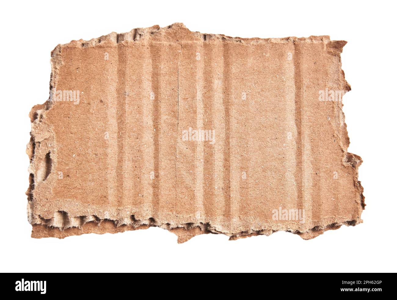 One ripped piece of cardboard material over isolated white background ...