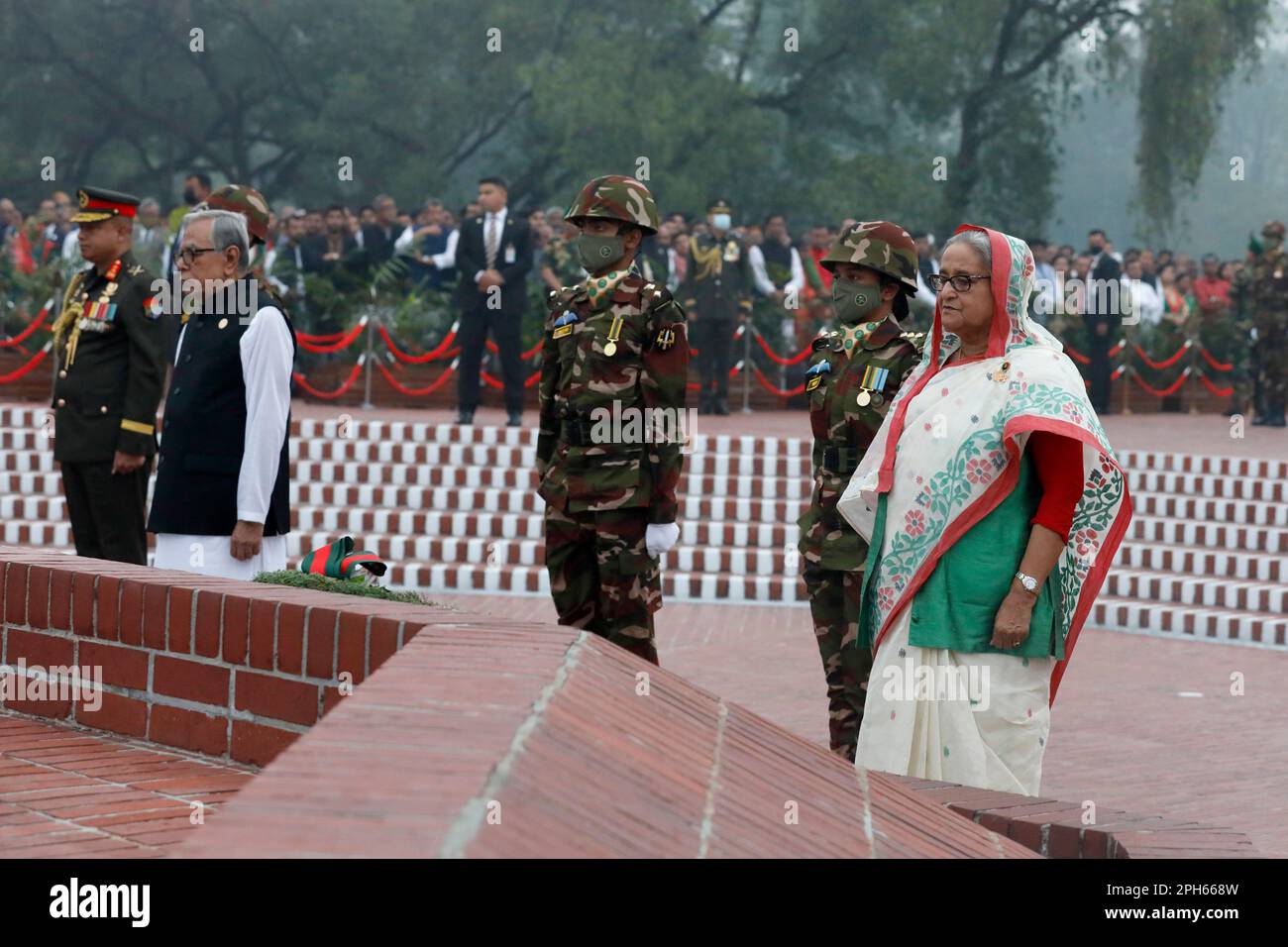 Dhaka, Bangladesh - March 26, 2023: President Abdul Hamid and Prime