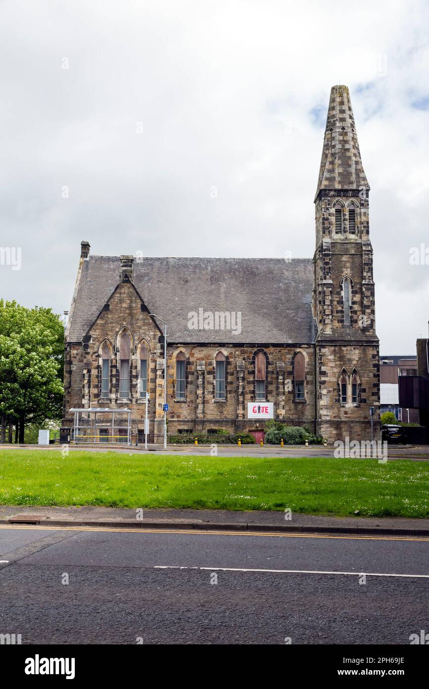 Church with a damaged spire, Irvine, North Ayrshire, Scotland, UK, Europe Stock Photo