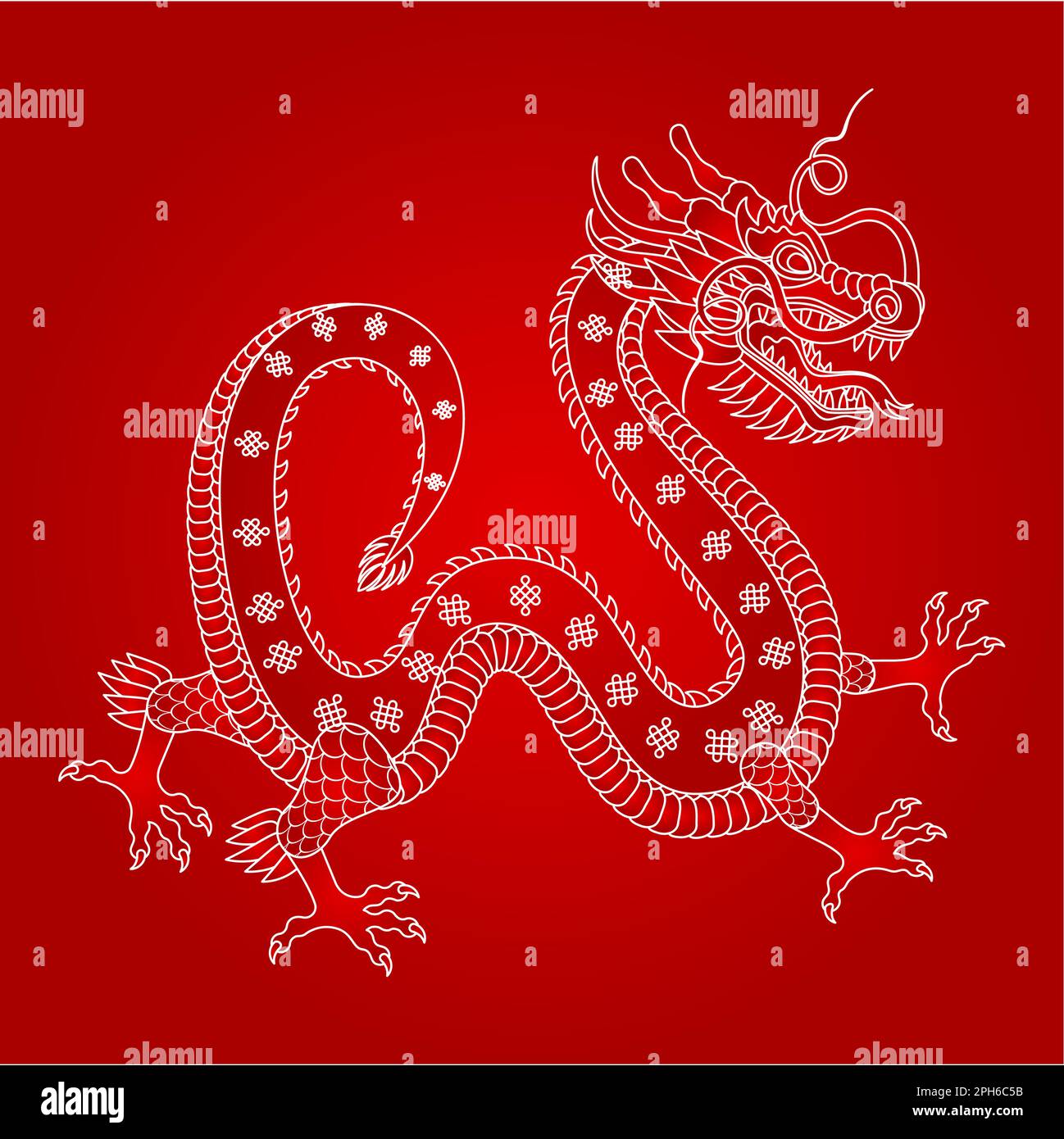 Traditional chinese dragon. 2024 Zodiac sign. Vector illustration Stock