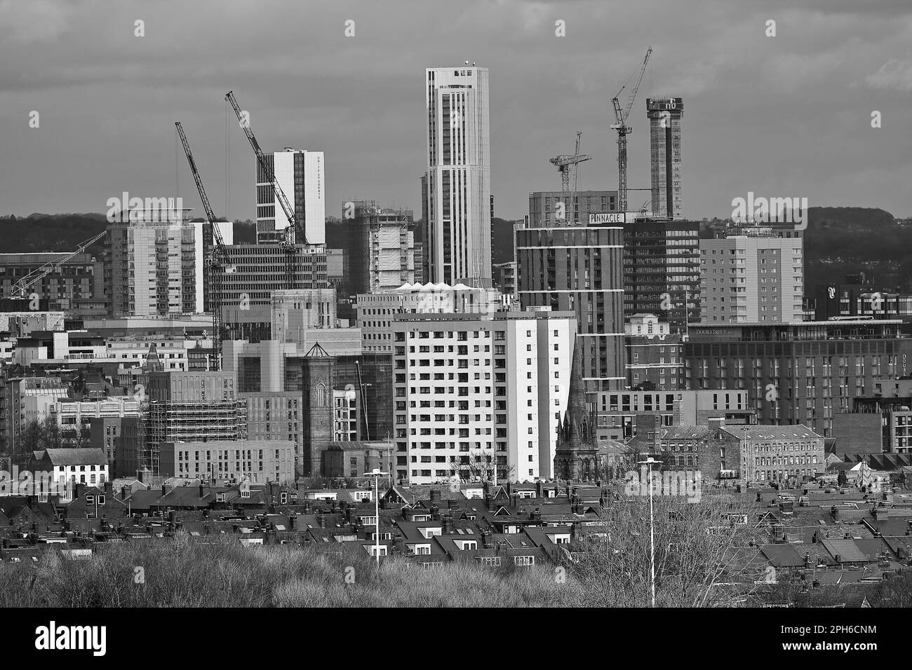 A view of Leeds City Skyline taken in March 2023 Altus House is