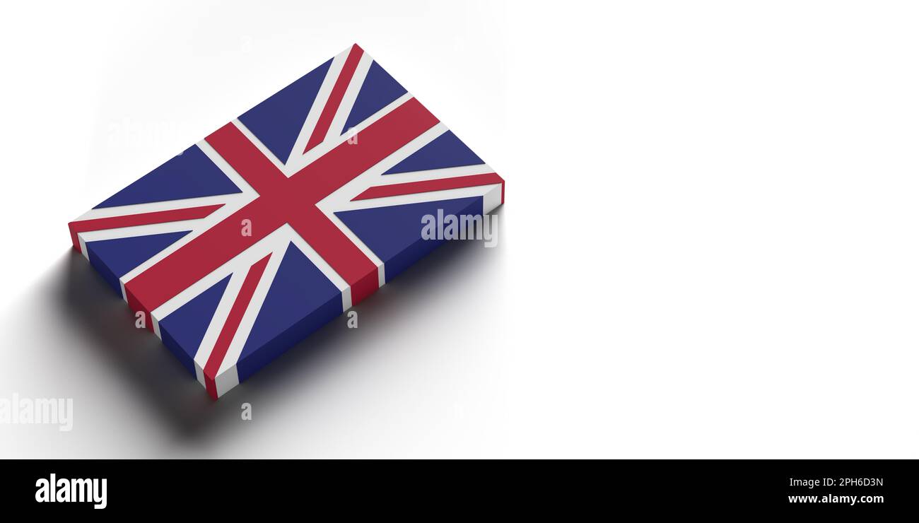 United Kingdom Flag banner background with copy space and clipping path. 3D rendered illustration concept. England, UK, Country pride symbol. Stock Photo