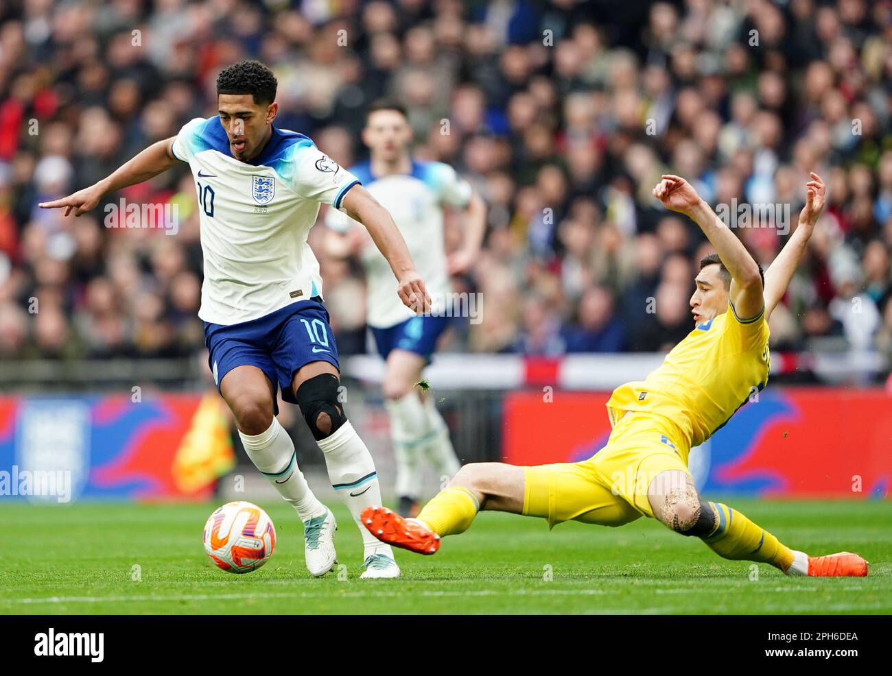 Stephanenko England's Jude Bellingham tackled by Ukraine's Taras Stepanenko during ...