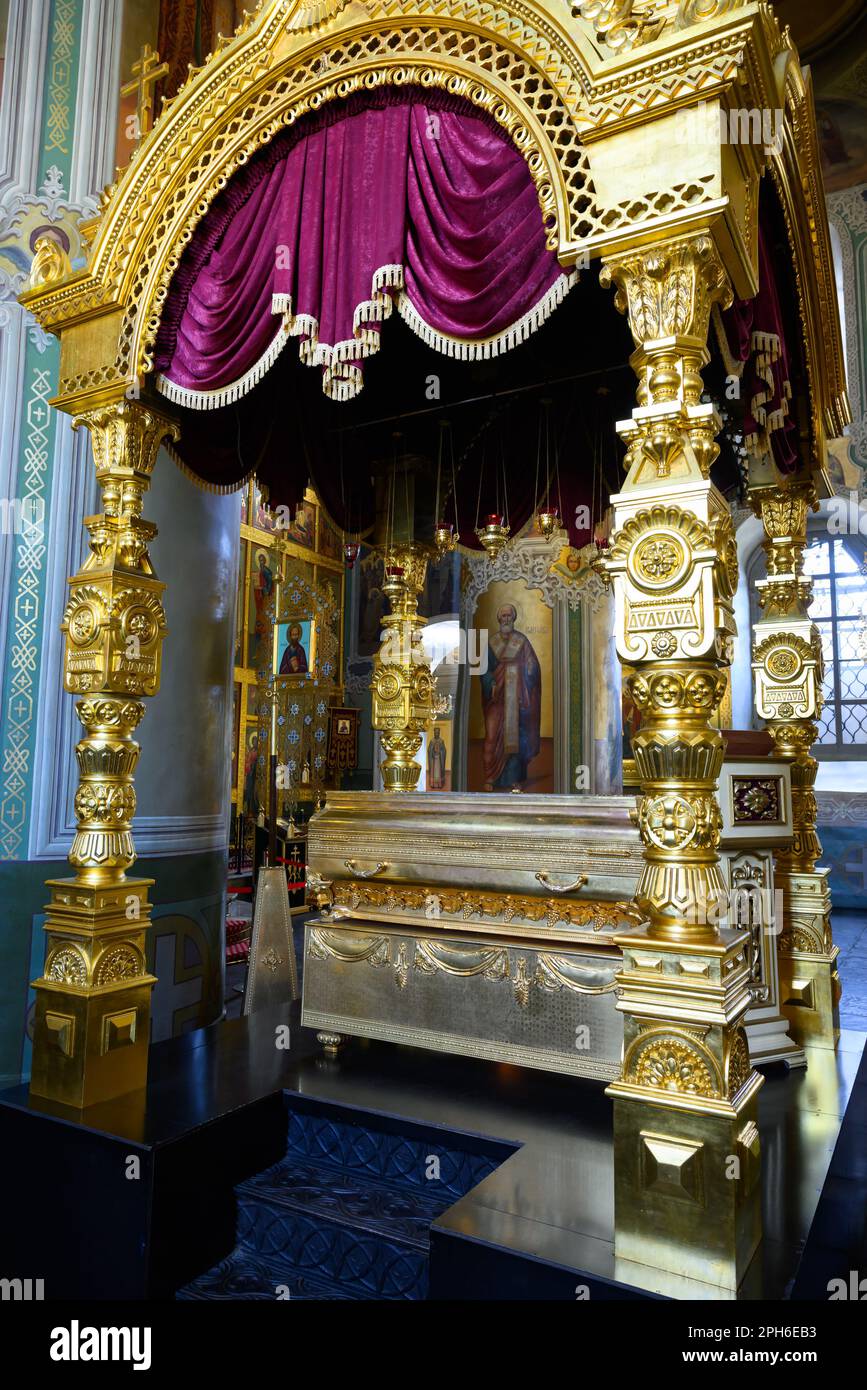 Kazan, Russia - June 16, 2021: Inside the Annunciation Cathedral, Kazan, Tatarstan. Luxury ornate interior of Russian Orthodox church, old landmark of Stock Photo