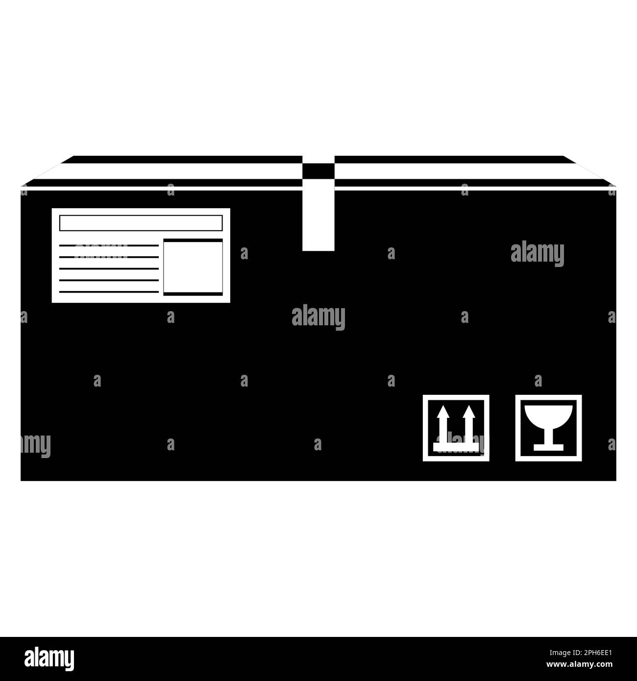 Cardboard box with signs isolated in outline style. Illustration