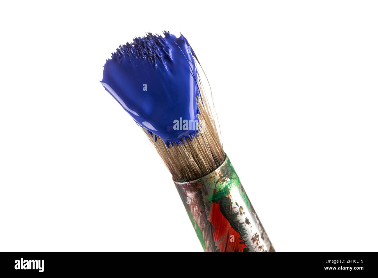 Brush with blue paint isolated on a white background Stock Photo - Alamy