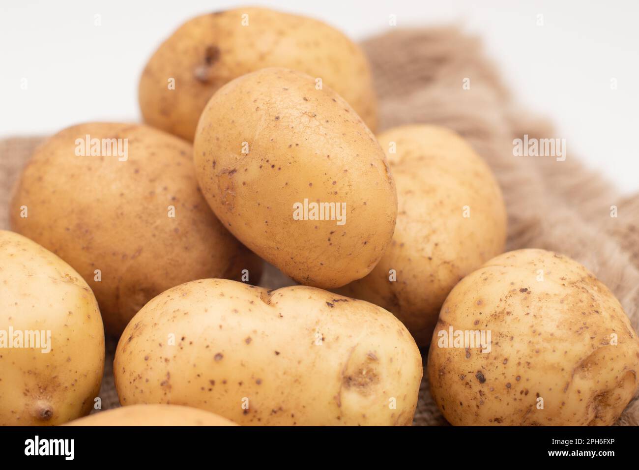 Fresh yellow potato on white background Stock Photo - Alamy