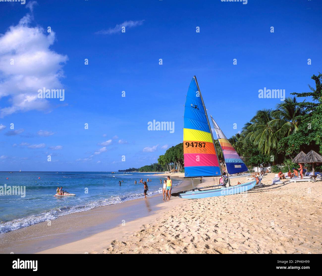 Tamarind Cove Hotel beach, Tamarind Cove, Parish of Saint James, Barbados, Lesser Antilles, Caribbean Stock Photo