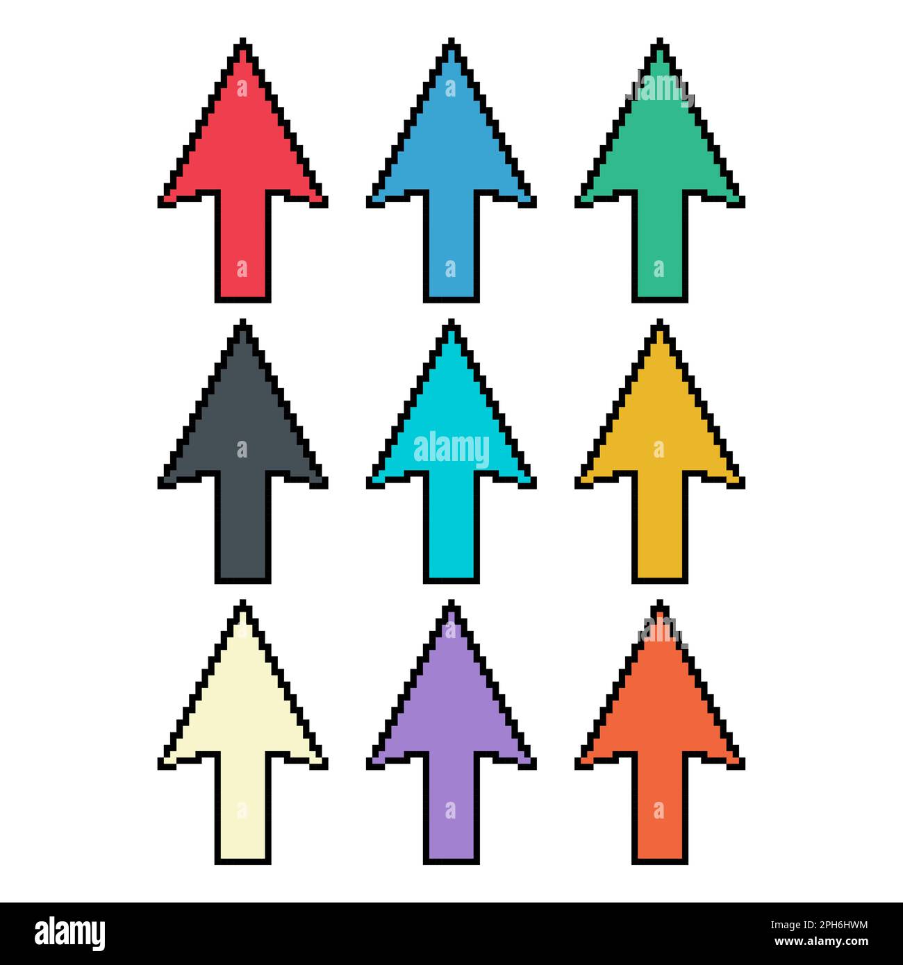 Set of Arrow pixel icon, web cursor click mouse symbol, computer ...