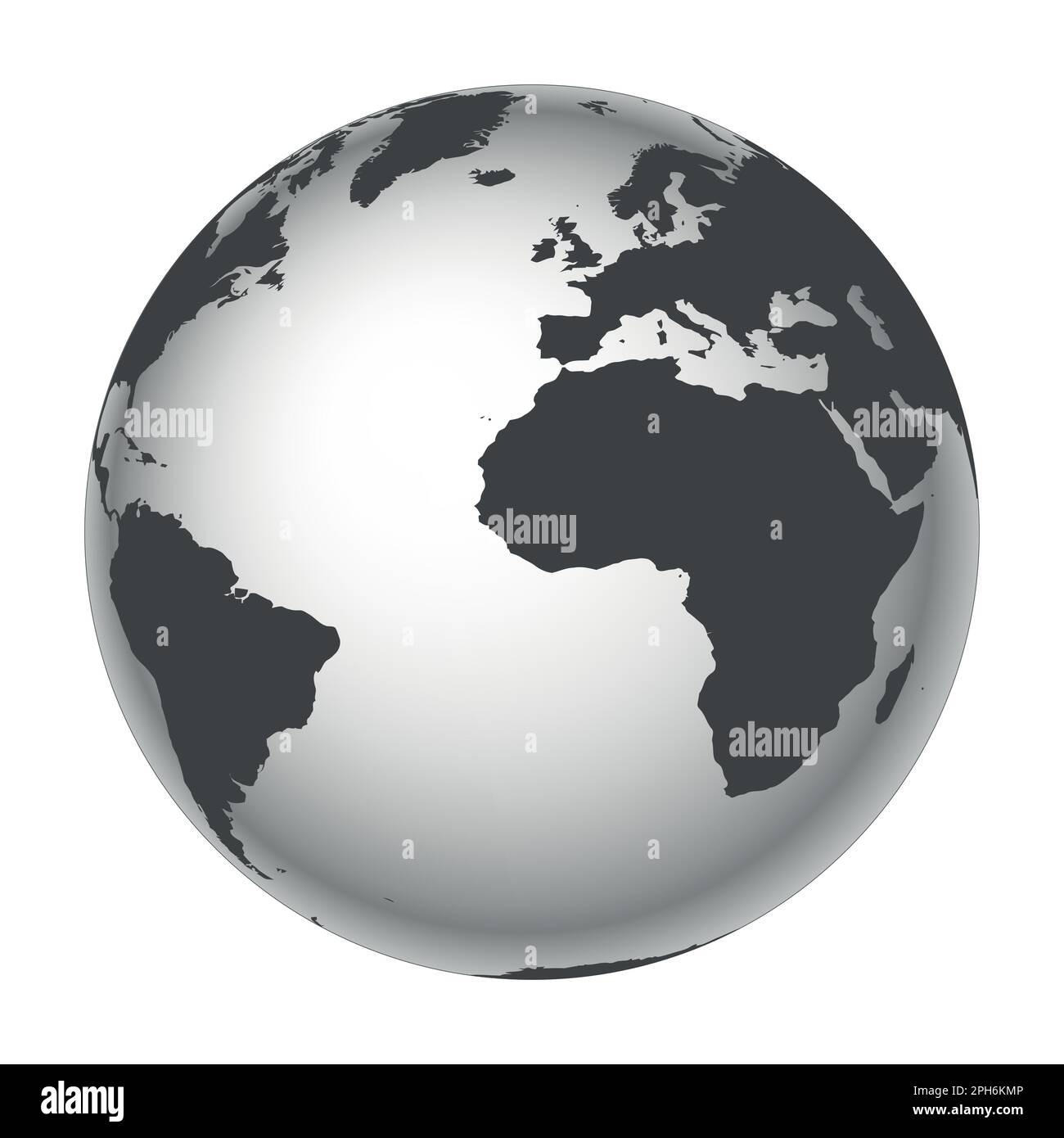 Earth globe world map with continents on Earth, black and