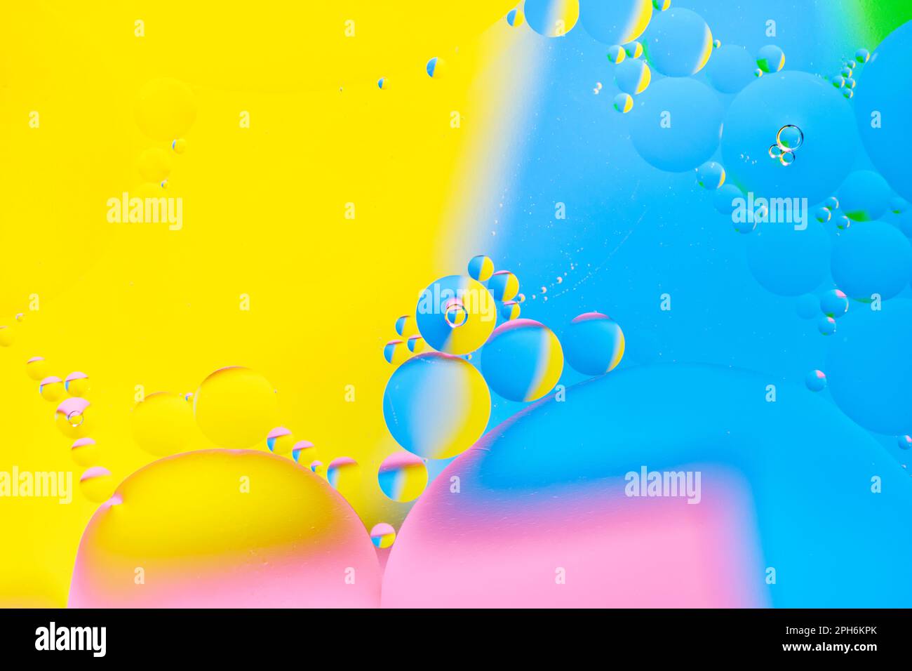 Bright abstract, multicolored background with oil circles Stock Photo