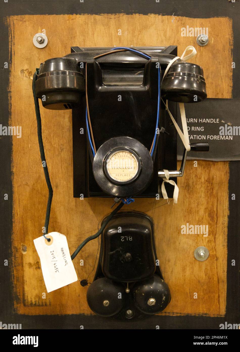 Antique wall telephone Stock Photo
