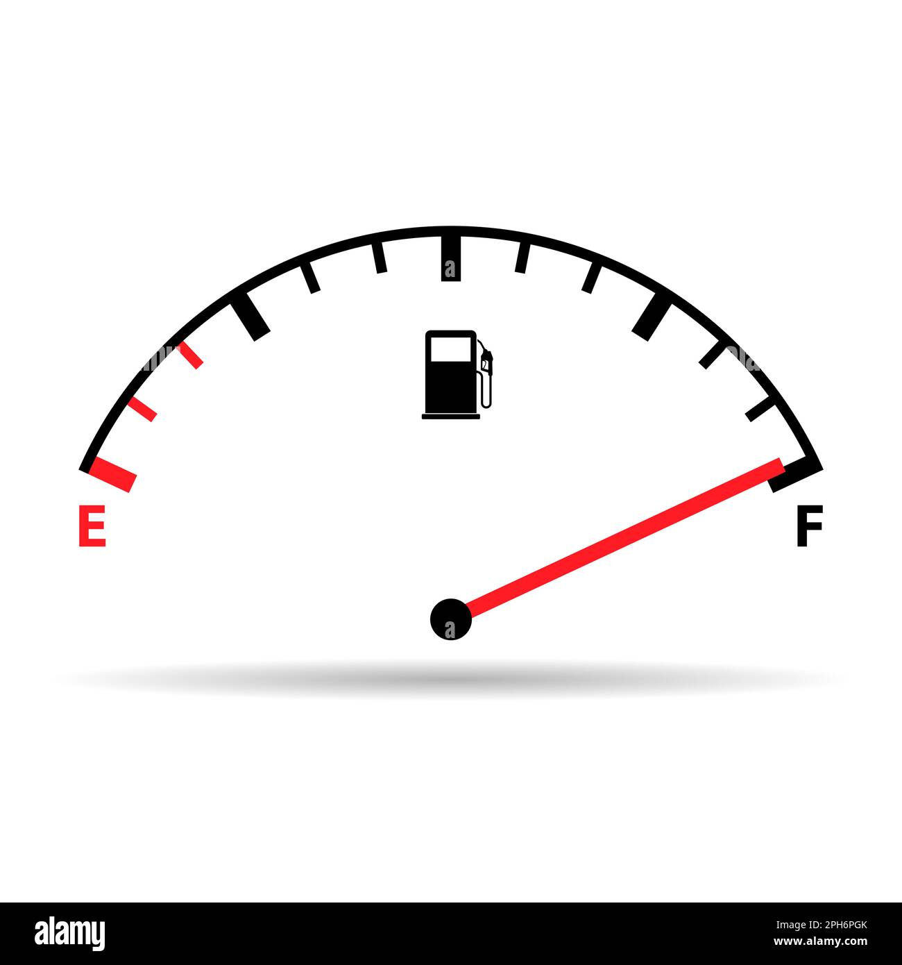 Fuel car indicator icon shadow, gauge petrol automobile meter symbol
