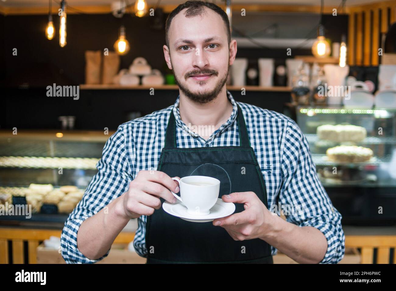 coffee shop workspace barista professional service Stock Photo Alamy