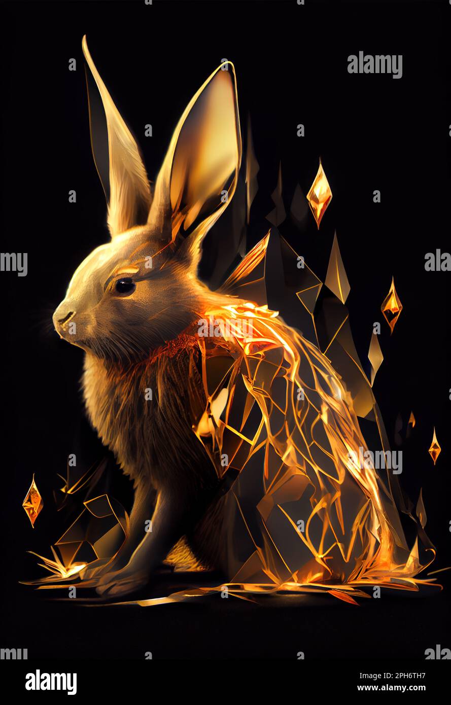 Fire rabbit. ai render Stock Photo Alamy