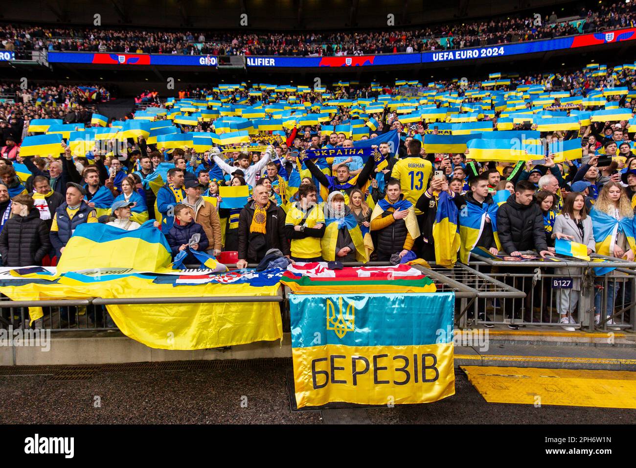 Ukraine fans during the UEFA Euro 2024 Qualifying Group C match between
