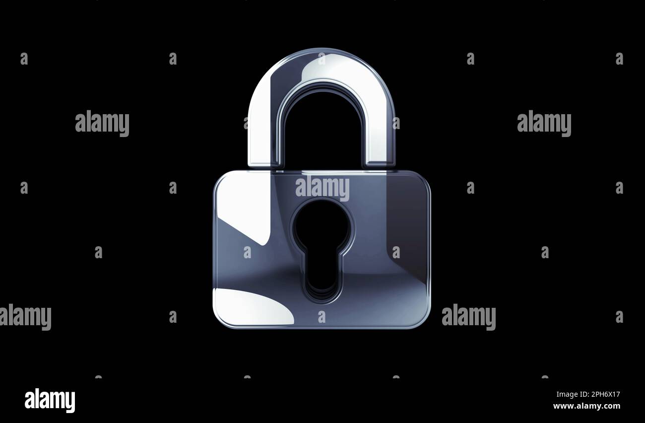 Cyber security and digital computer protection with padlock golden ...