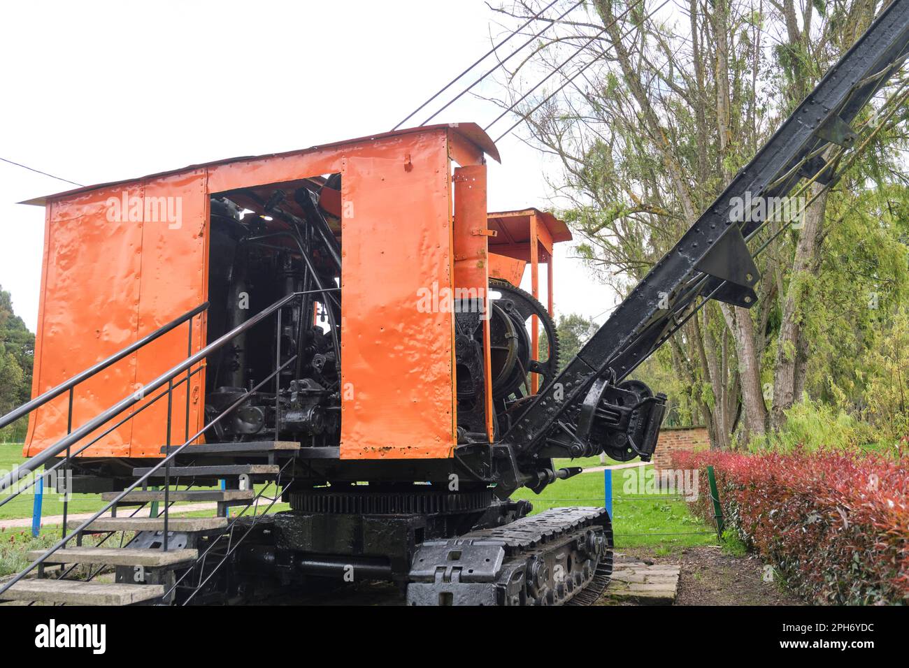 January 22, 2023, Sopo, Colombia: old steam shovel used for the construction and maintenance of irrigation and drainage canals, Sopo Bridge Park. Stock Photo