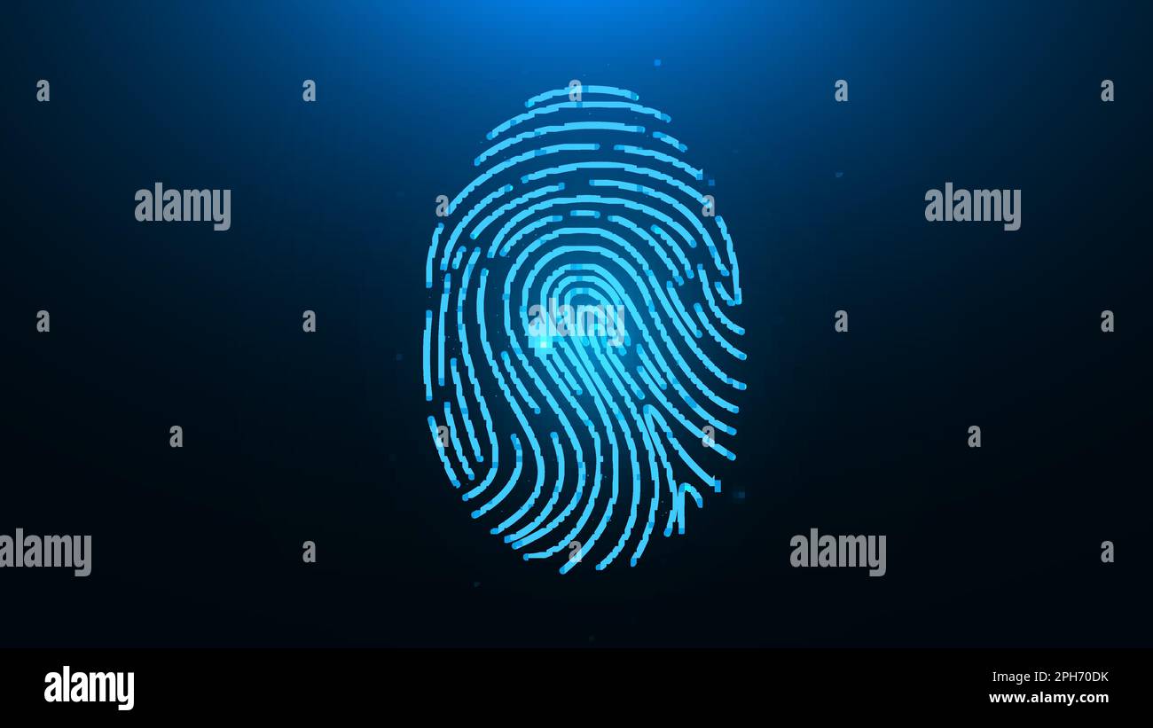 Polygonal fingerprint vector illustration on a dark blue background ...