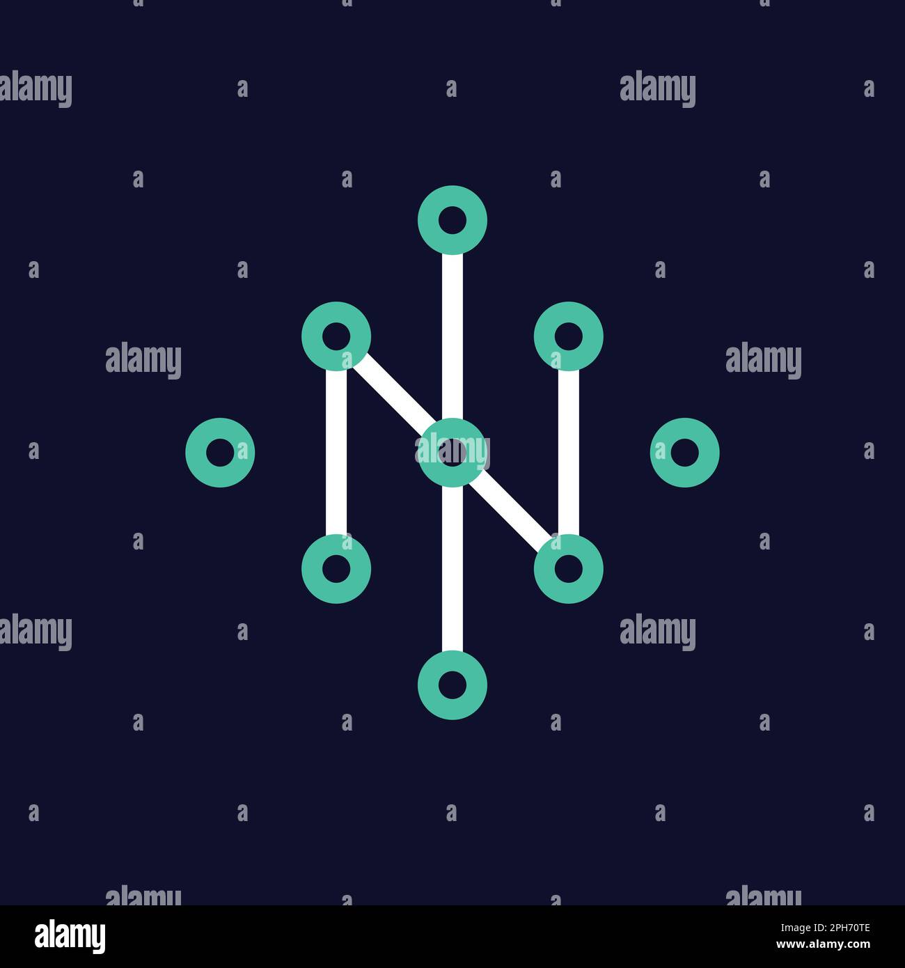N Letter Monogram Network Digital IT Service Coding Data Communication