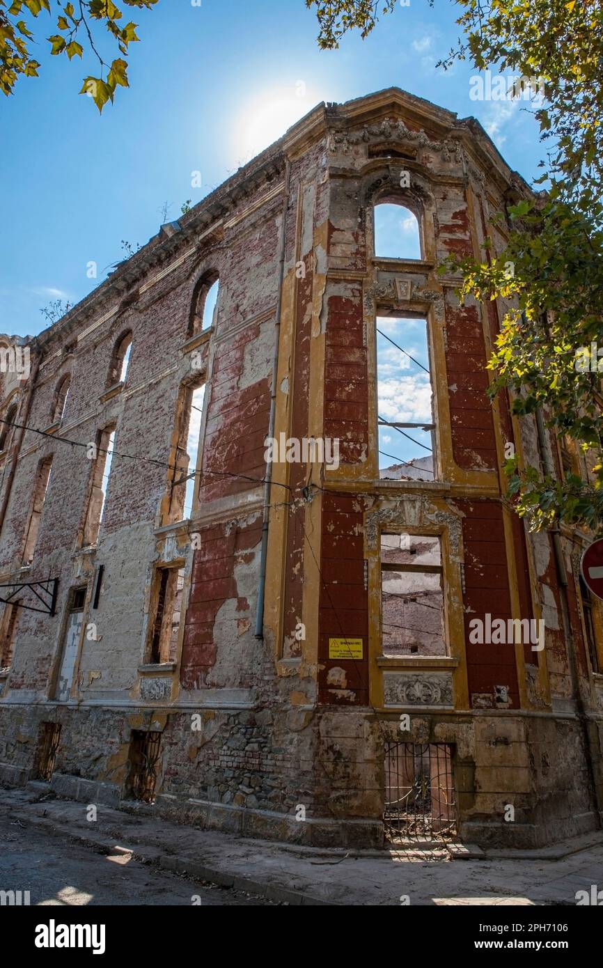 Abandoned house, ruins, remains, tobacco warehouses, Plovdiv town,  Bulgaria, Eastern Europe Stock Photo