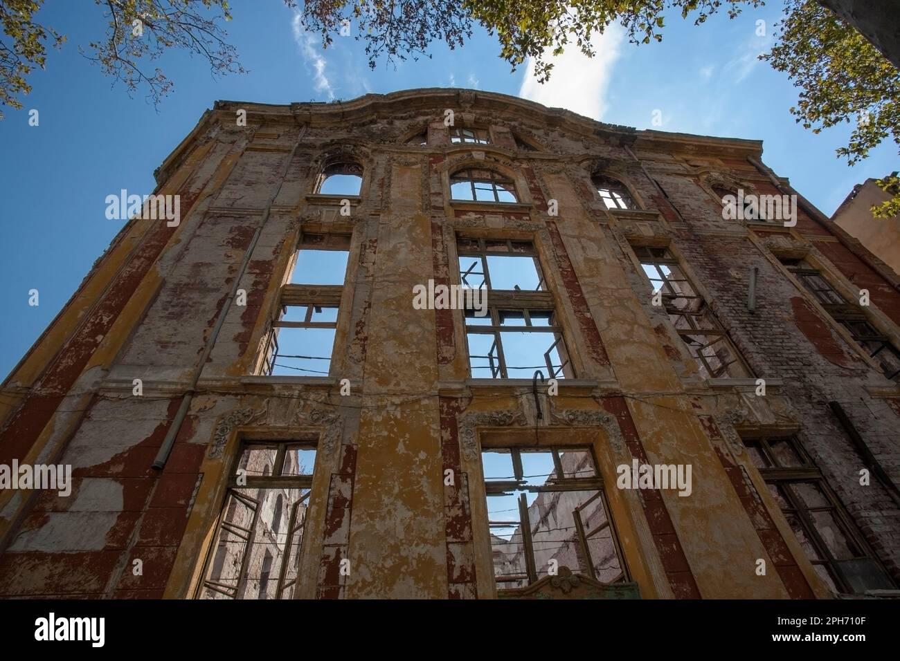 Abandoned house, ruins, remains, tobacco warehouses, Plovdiv town,  Bulgaria, Eastern Europe Stock Photo
