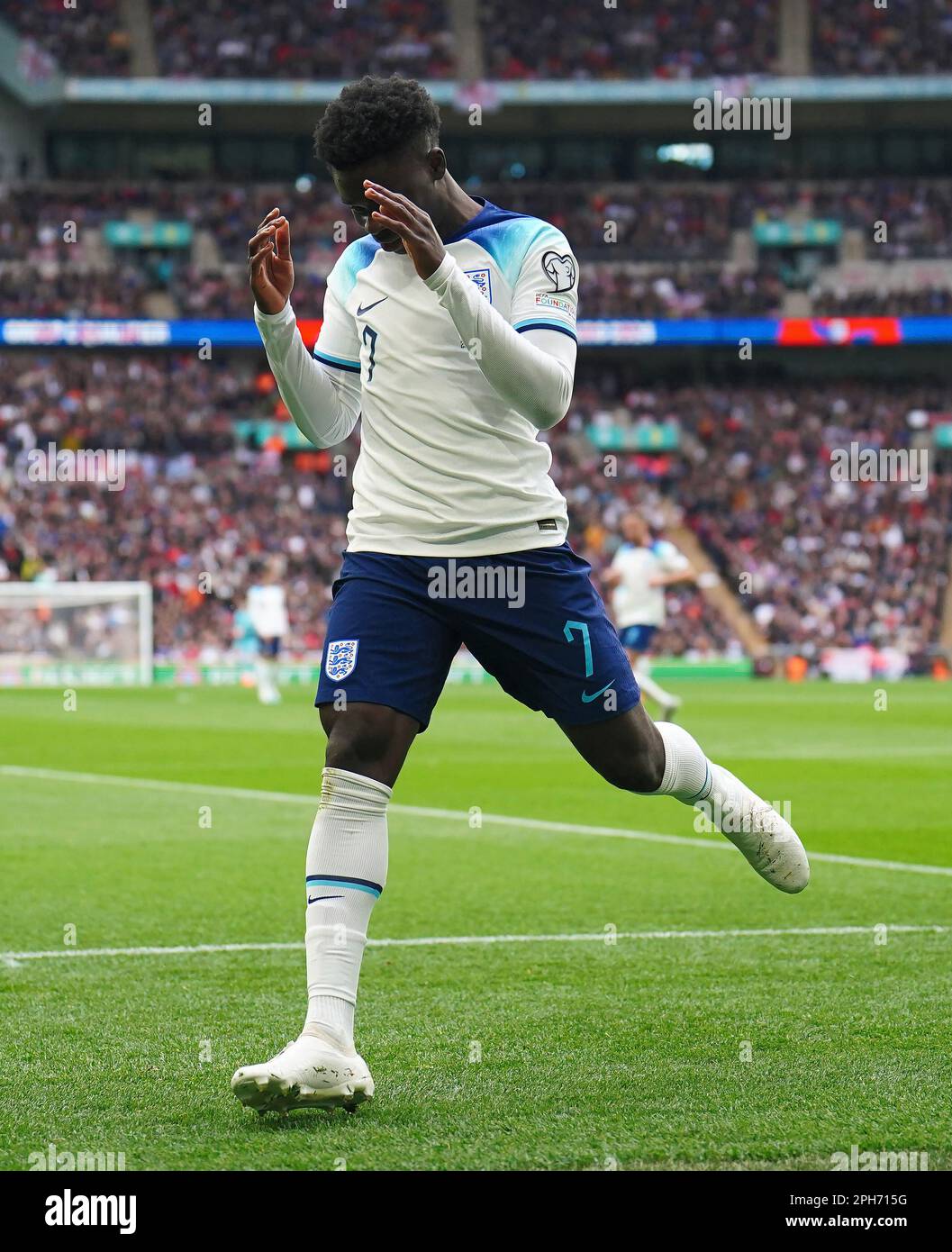 England's Bukayo Saka reacts during the UEFA Euro 2024 Group C