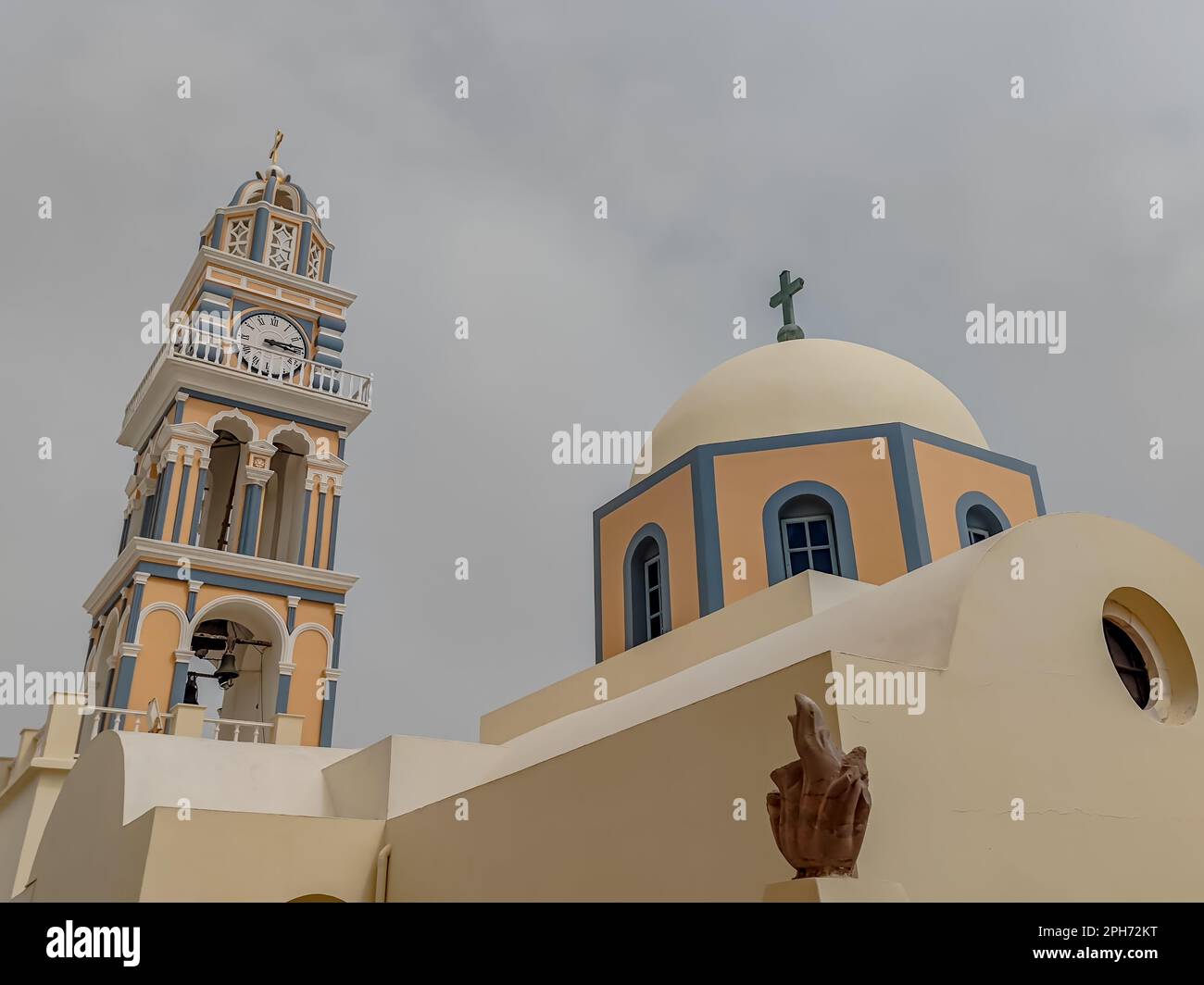 The tower with clock and dome of Cathedral of St. John the Baptist in ...