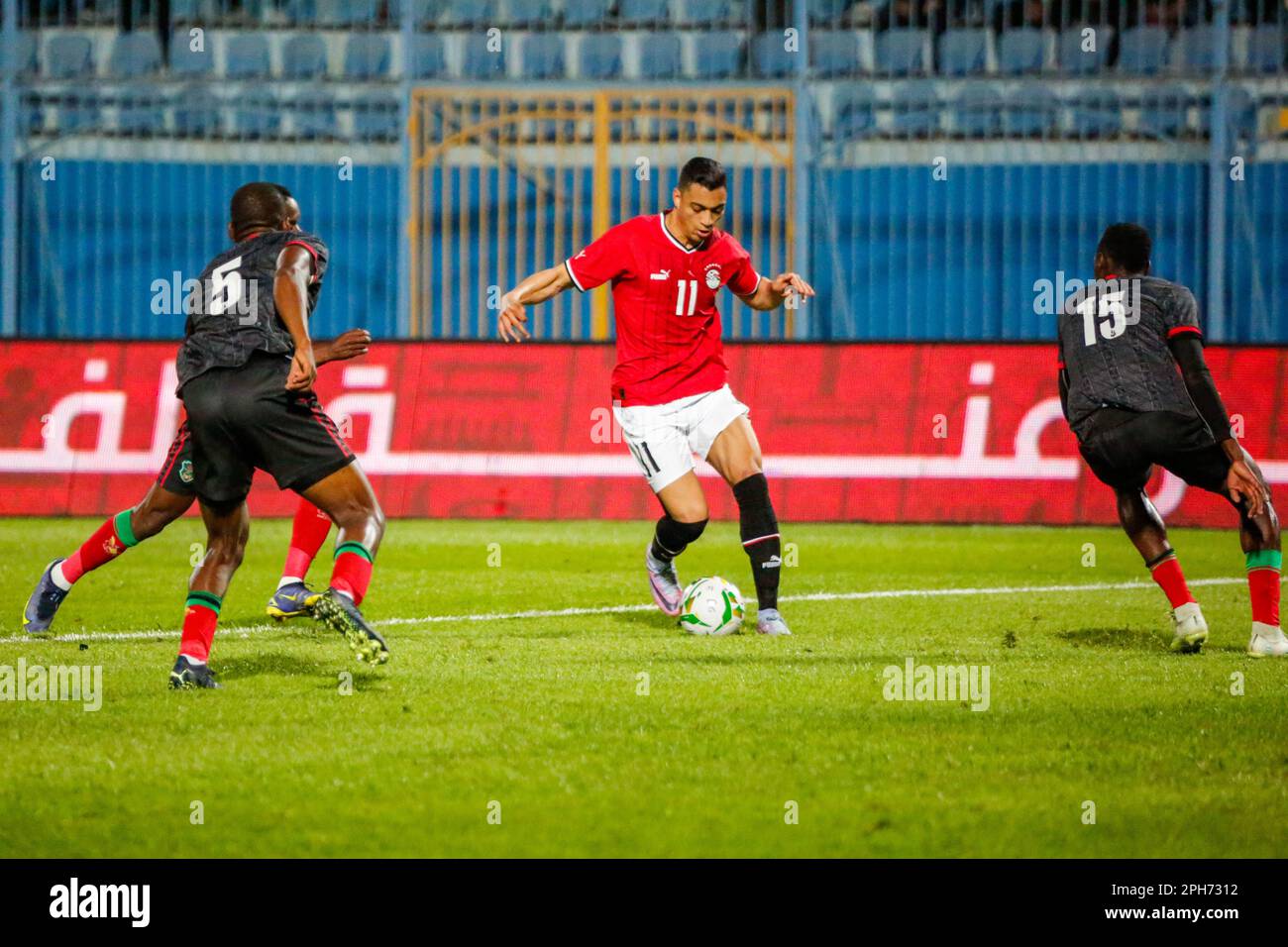 The 2023 Africa Cup of Nations qualifiers between Egypt and Malawi at Cairo International Stadium, Cairo, Egypt. Stock Photo