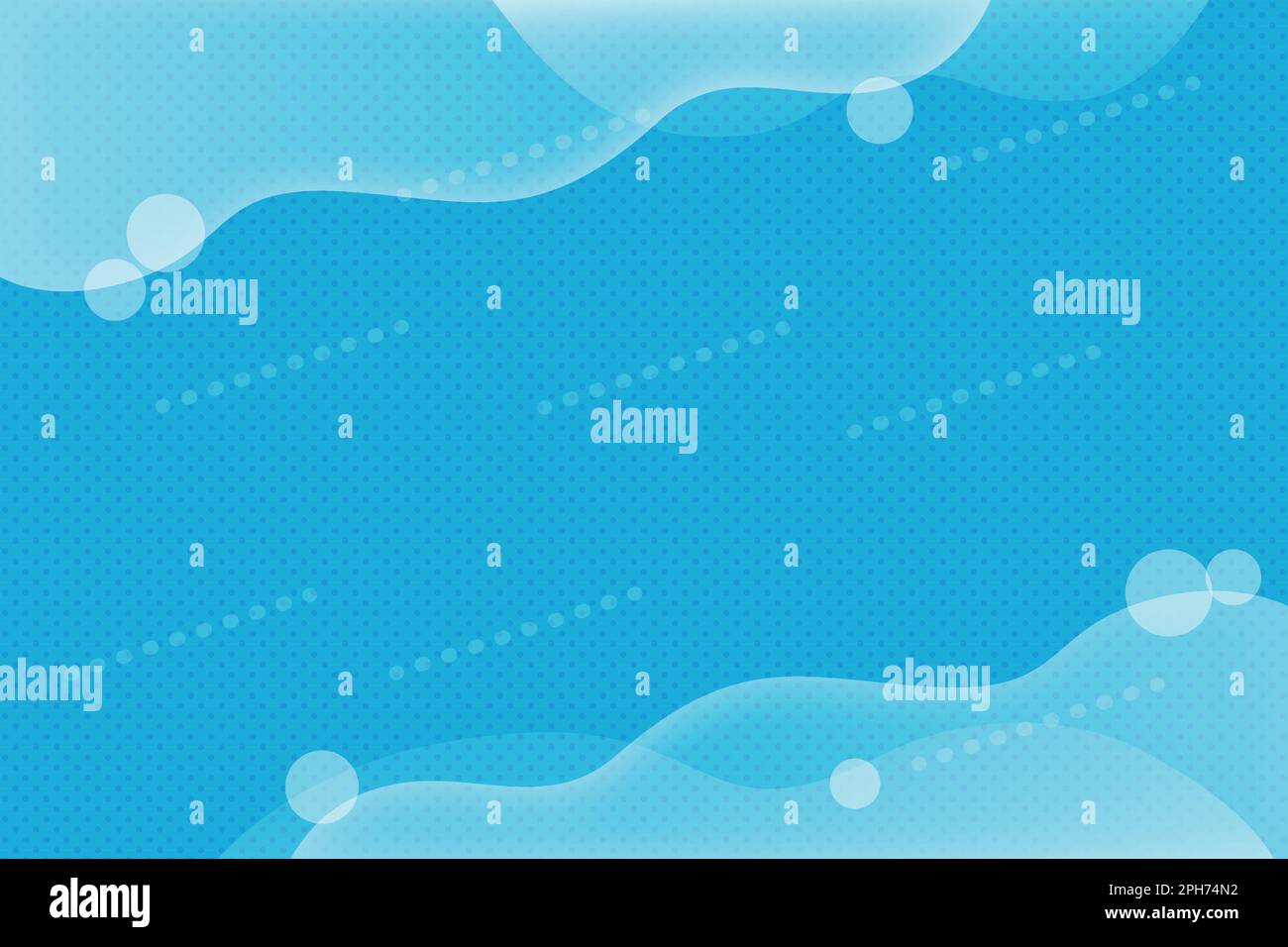 Wavy light blue frame background with bubbles. Vector illustration. Stock Vector