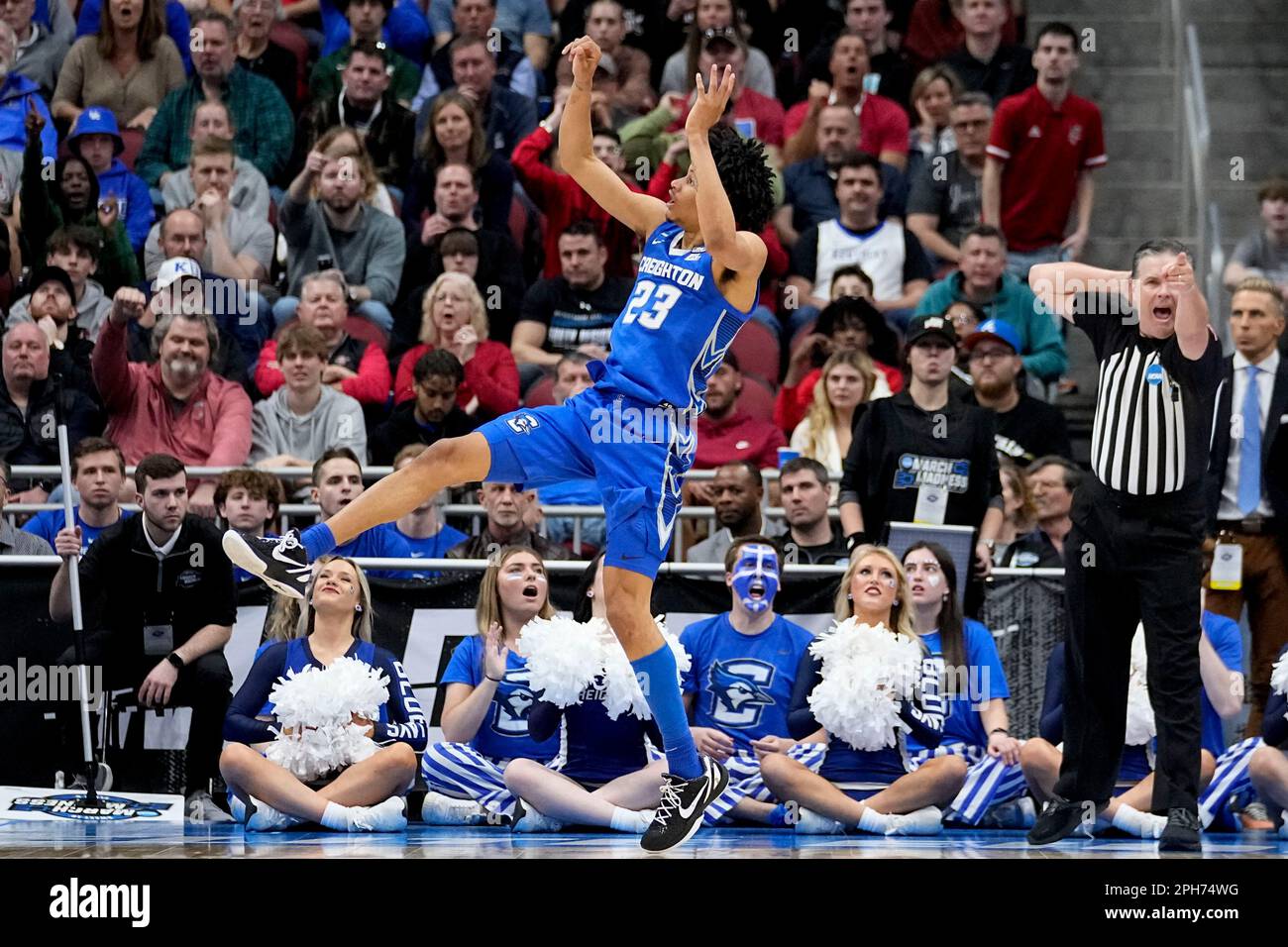Creighton guard Trey Alexander (23) takes a shot against San Diego