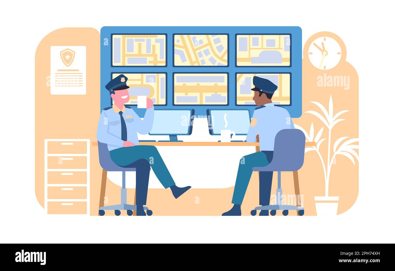 Guards in control room Stock Vector Images Alamy