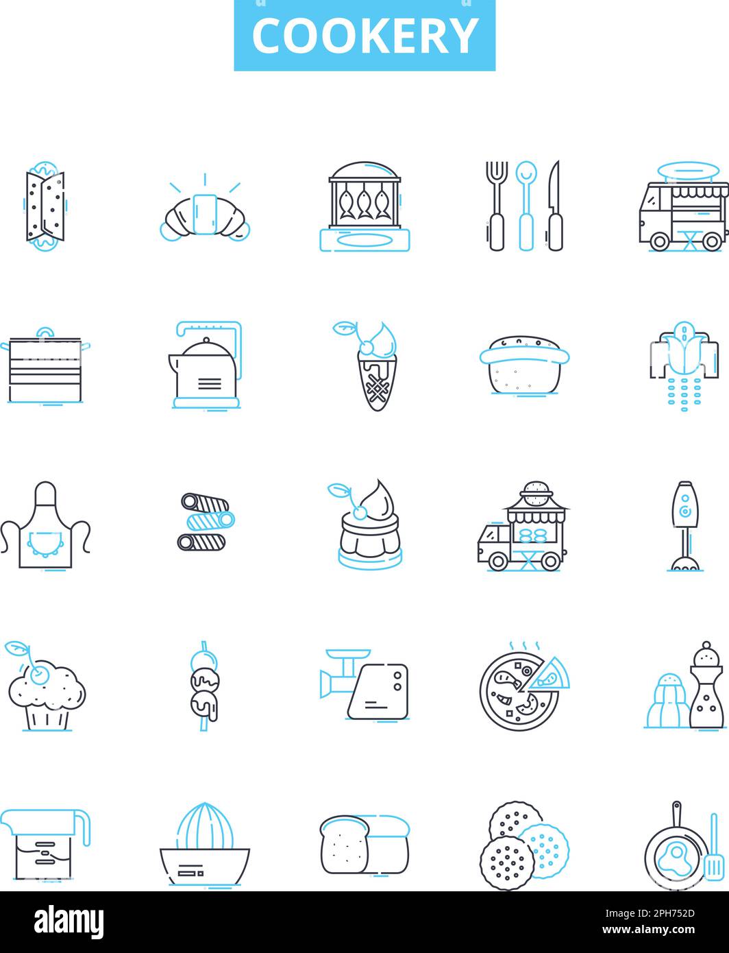 Cookery vector line icons set. Ingredients, Recipe, Measurement