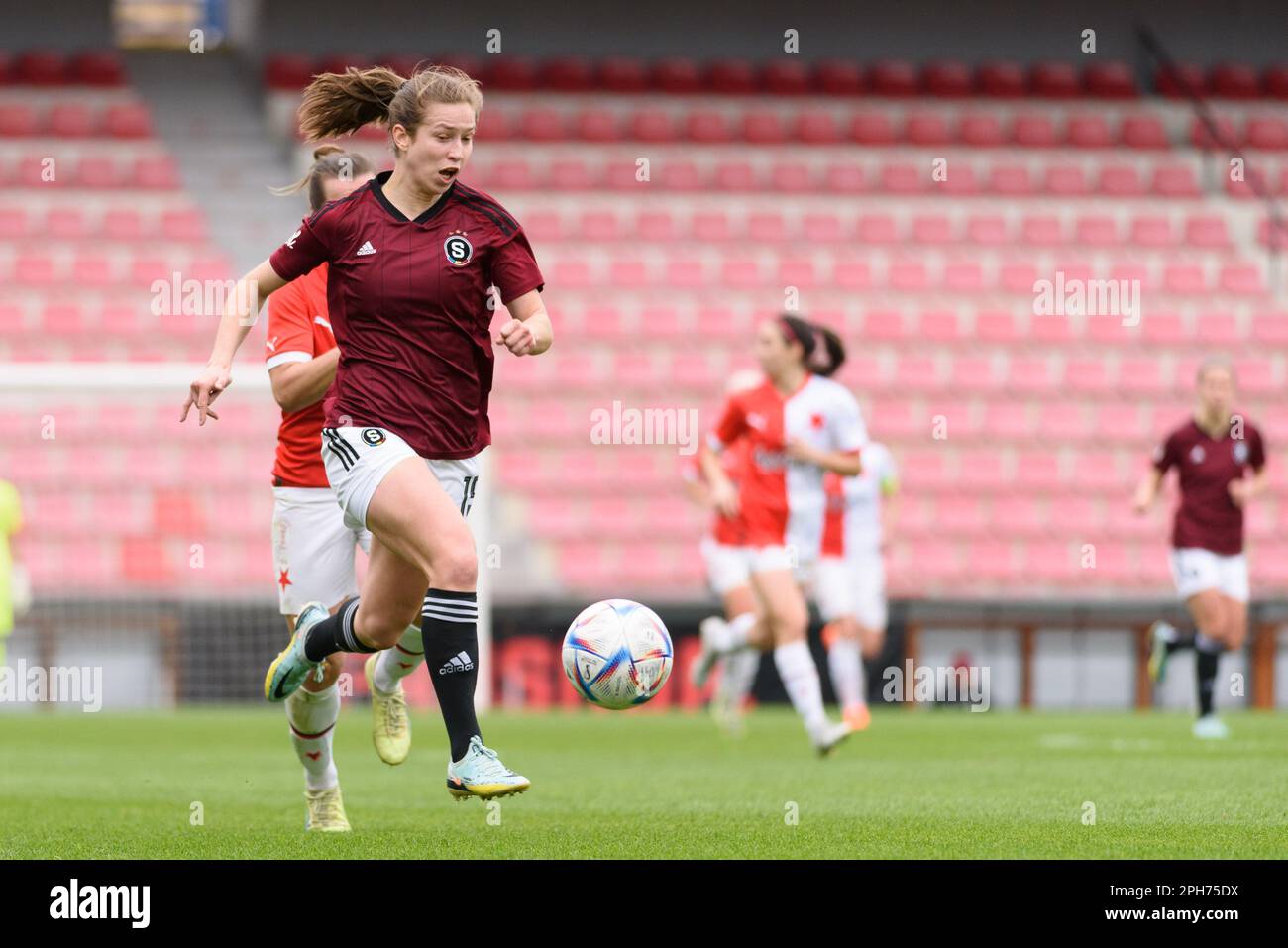 Franny Cerna (11 Slavia Prague) and Klara Duchackova (19 Sparta Prague)  during the I. liga Zeny match between Sparta Prague and Slavia Prague at  Letna Stadium, Czech Republic. (Sven Beyrich/SPP) Credit: SPP