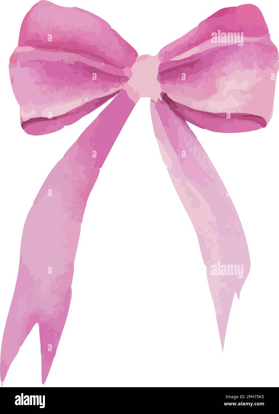 Watercolor pink ribbon bow Royalty Free Vector Image