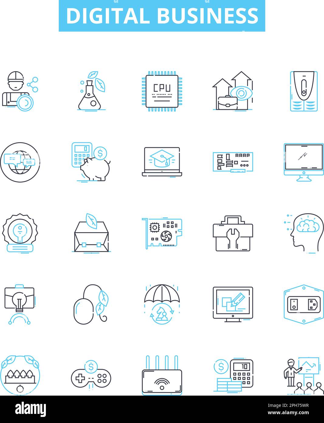 Digital business vector line icons set. Digital, Business, Ecommerce ...