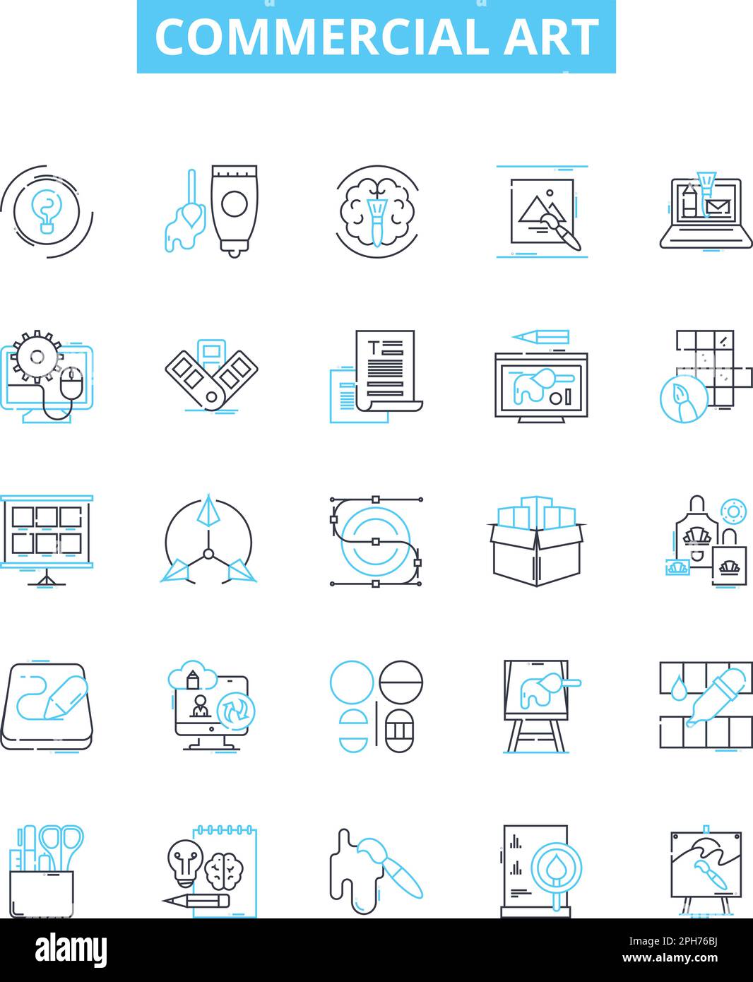 Commercial art vector line icons set. Advertising, Graphics ...