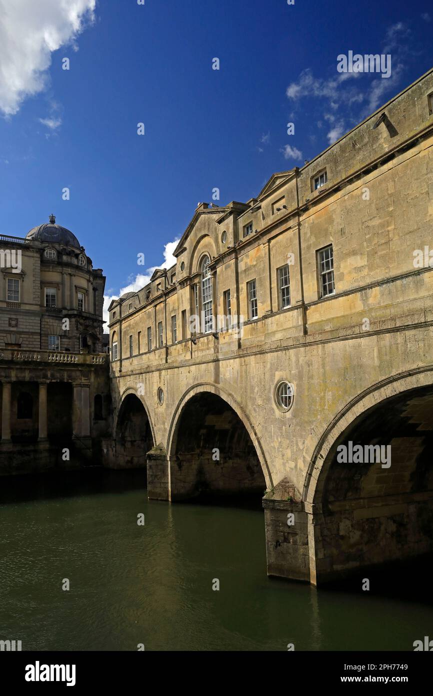 Pulteney Bridge, famous landmark, Bath.. Taken March 2023. cym Stock Photo