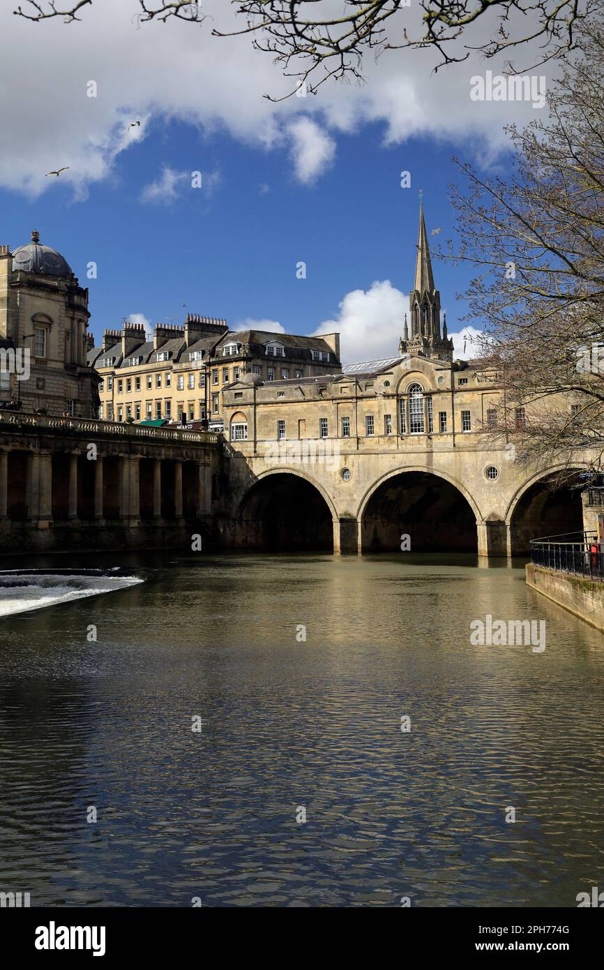 Pulteney Bridge, famous landmark, Bath.. Taken March 2023. cym Stock