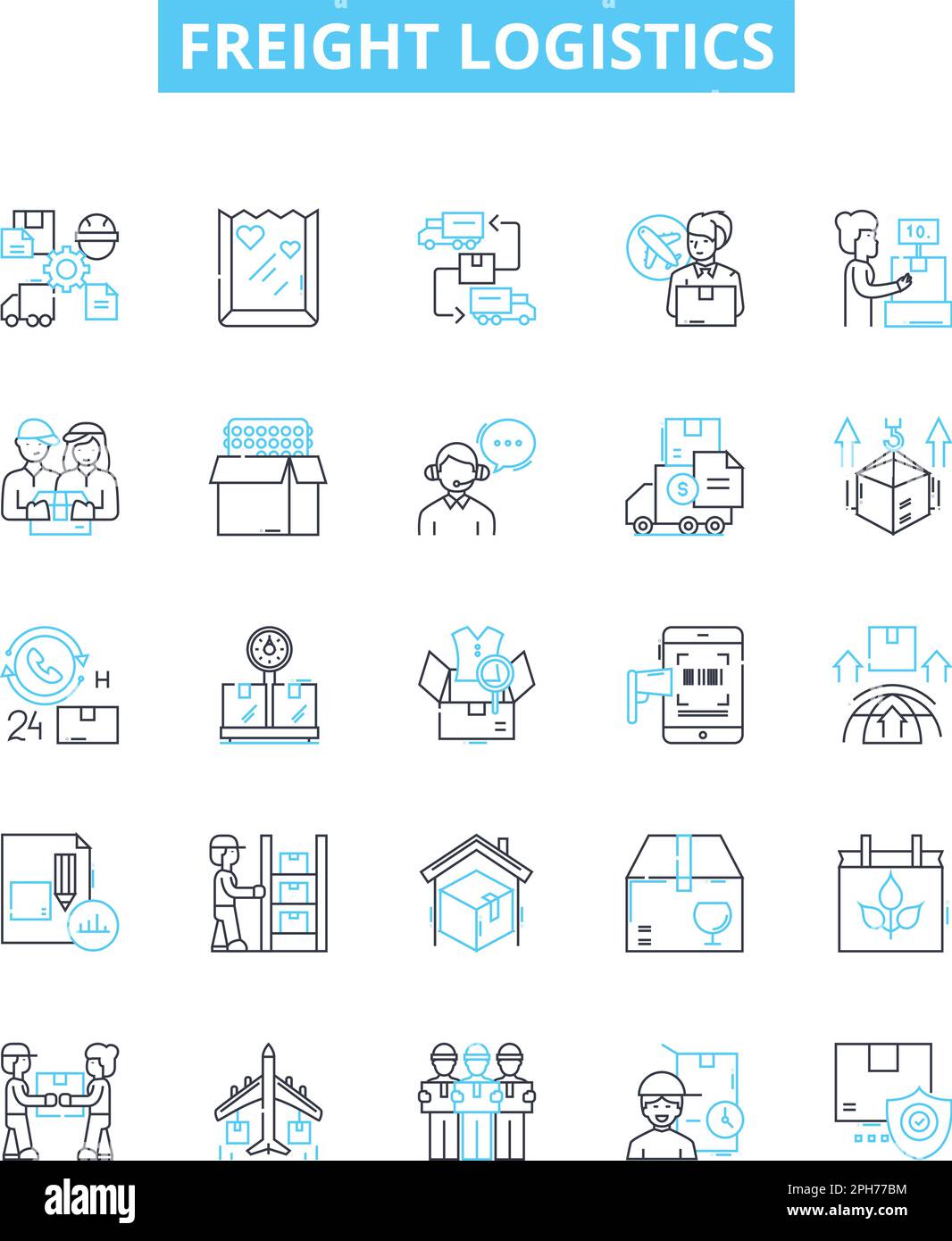 Freight logistics vector line icons set. freight, logistics, shipping ...