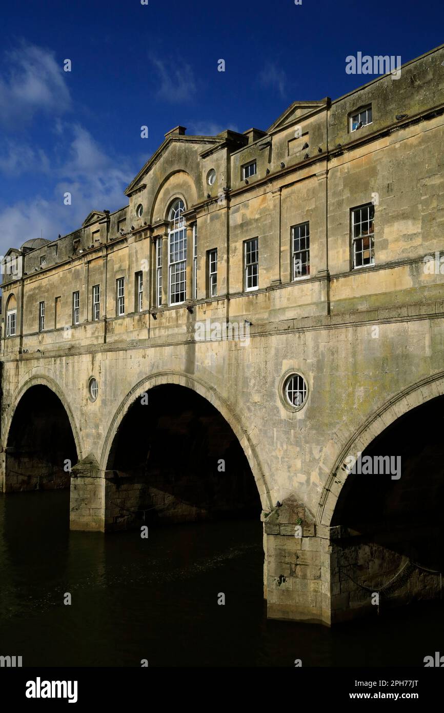 Pulteney Bridge, famous landmark, Bath.. Taken March 2023. cym Stock