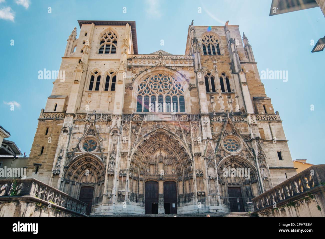 View of the facade of the Saint Maurice Cathedral a medieval church in Vienne Isere France Stock Photo
