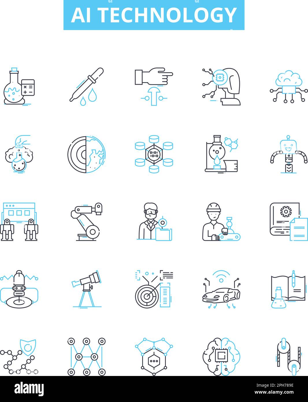 AI technology vector line icons set. AI, Technology, Artificial ...