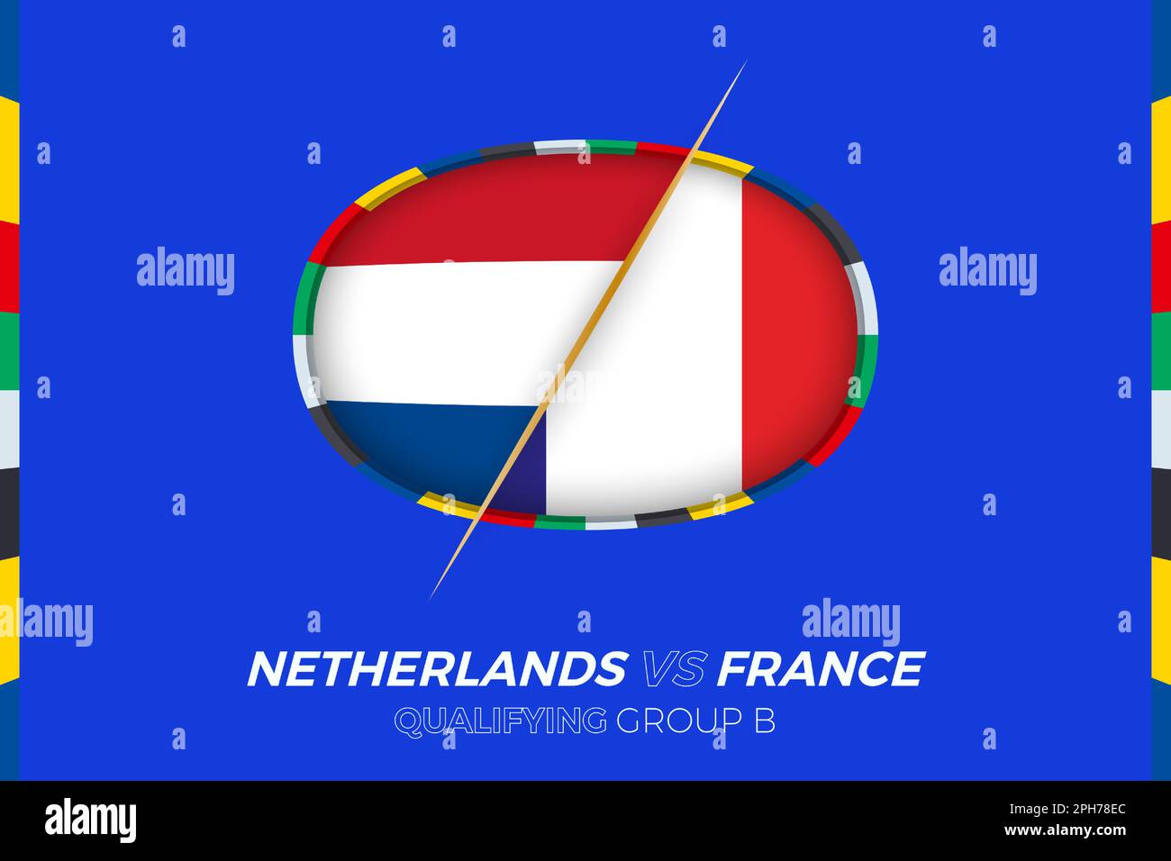 Netherlands vs France icon for European football tournament qualification, group B. Competition