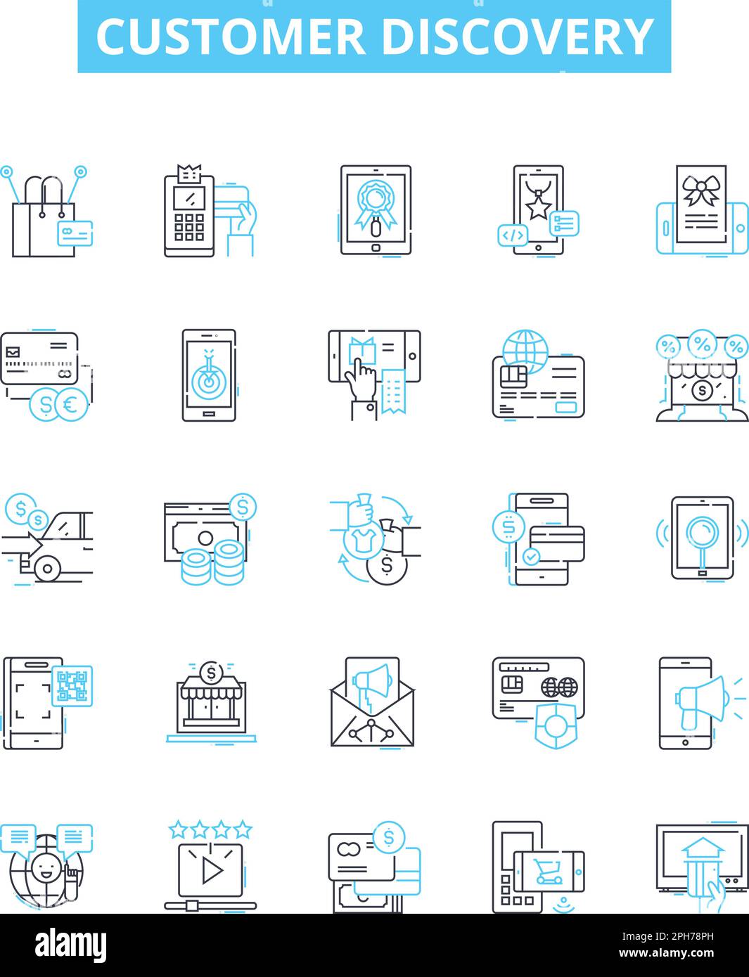 Customer discovery vector line icons set. Research, Insights, Customers ...
