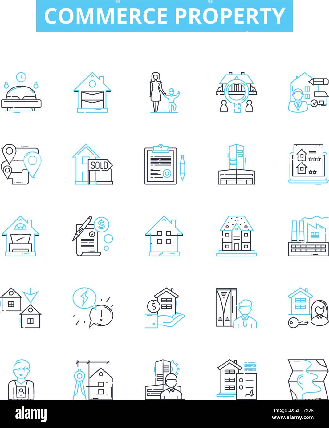 Commerce property vector line icons set. Commerce, Property, Real ...
