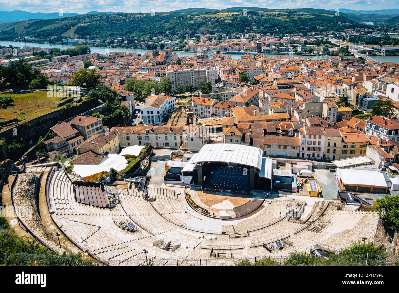 View of the ancient galloroman theater in the old town of Vienne in the south of France Isere Stock Photo