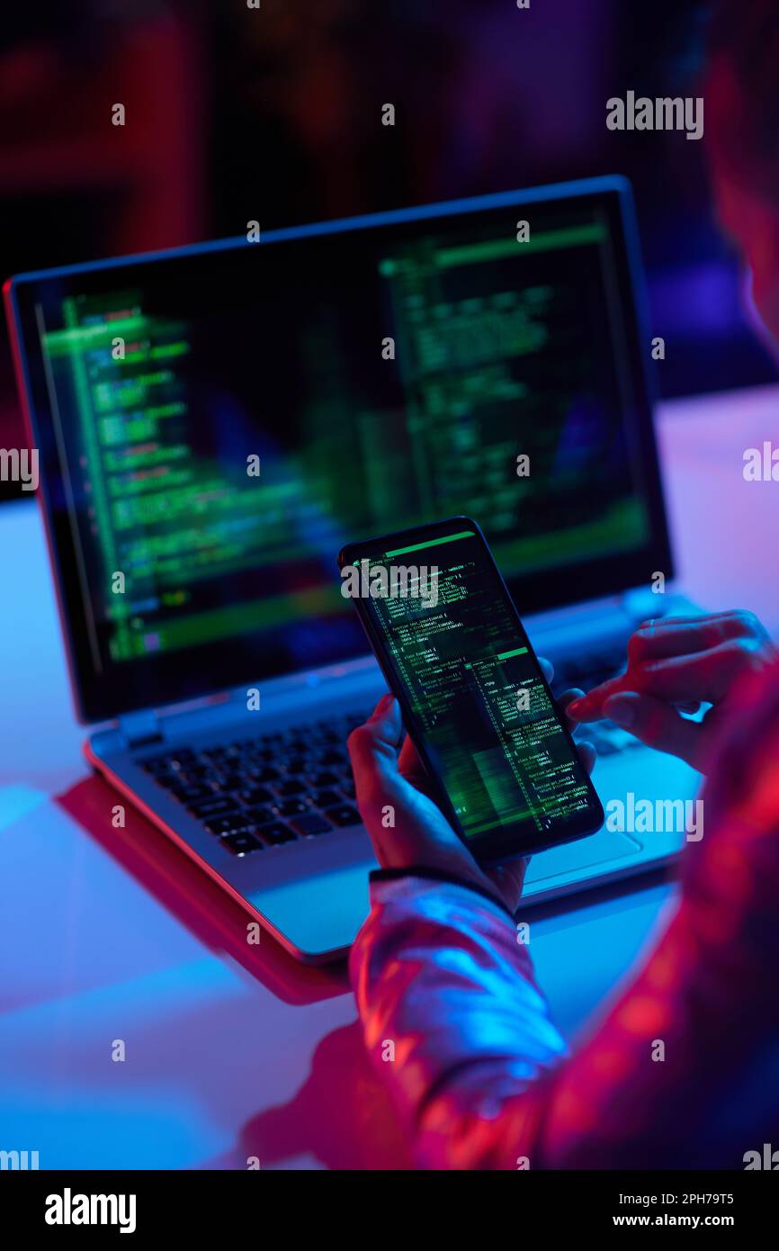 Code on monitor hackers program hi-res stock photography and images - Alamy